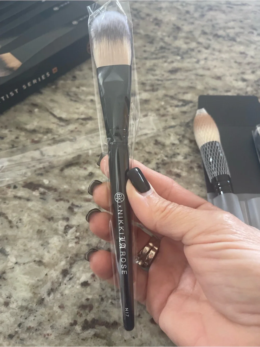 Nikki T. Rose Black Handle Makeup Brush Set – Assorted Bristle Colors